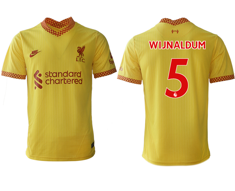 Men 2021-2022 Club Liverpool Second away aaa version yellow #5 Soccer Jersey
